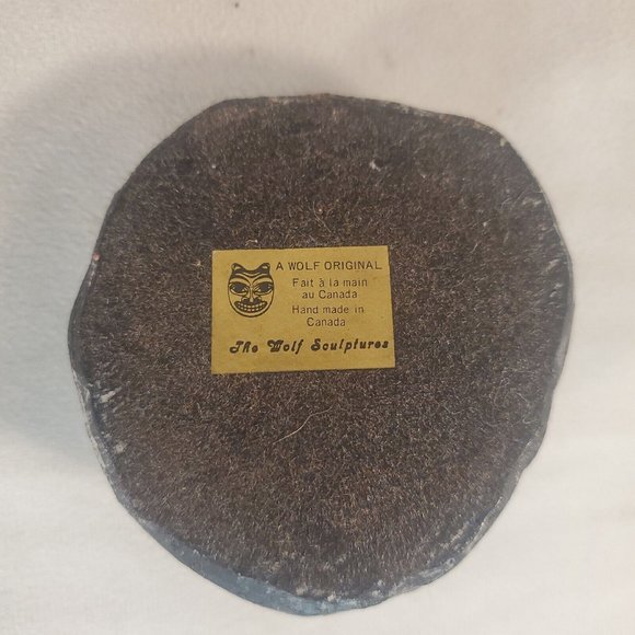 A Wolf Original Canada Igloo Eskimo Inuit Carved Soapstone Handmade Sculpture - Picture 6 of 12